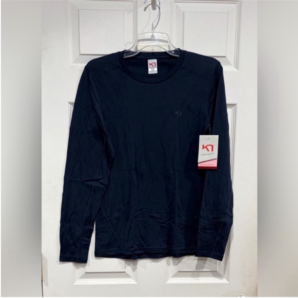 Kari Traa Women's XL Lucie Long-Sleeve Top Navy NWT 100% Wool Base Layer Ski